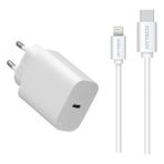 Hytech HY-XE40PD 20W Apple iPhone Uyumlu Hızlı Şarj Adaptörü + iPhone Uyumlu Şarj Kablosu - Beyaz