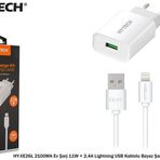 Hytech HYXE26l 2100ma Ev Şarj 11w ve 2,4a Lightning Usb Kablolu Beyaz Şarj Adaptör Seti
