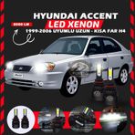 Hyundai Accent Admira 1999-2006 Uzun-kısa Far Uyumlu Şimşek Etkili Led Xenon Light Series H4