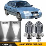 Hyundai Accent Admire 2003-2006 Uyumlu Mercekli Far Ampulü Led Xenon Beyaz Renk Far Şimşek Etkili Csp Led Lamba Uzun Kısa 2 Adet Takım