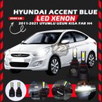Hyundai Accent Blue 2011-2021 Uzun-kısa Far Uyumlu Şimşek Etkili Led Xenon Light Series H4
