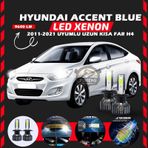 Hyundai Accent Blue 2011-2021 Uzun-kısa Far Uyumlu Şimşek Etkili Led Xenon Pro Series H4