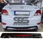 Hyundai Accent Blue Difüzör Arka Tampon Eki 2 Egzoz Çıkışlı Siyah Reflektörlü