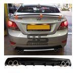 Hyundai Accent Blue Difüzör Arka Tampon Eki 4 Egzoz Çıkışlı Siyah Lüx Tip