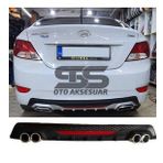 Hyundai Accent Blue Difüzör Arka Tampon Eki 4 Egzoz Çıkışlı Siyah Reflektörlü