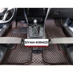 Hyundaı Accent Era 2006-2012 Siyah Üzeri Kırmızı Dikiş 8d Diamond Premium Kaymaz Deri Oto Paspas - Siyah - Kırmızı