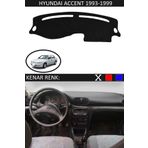 Hyundai Accent Yumurta Kasa 1993-1999 İçin Uygun Torpido Koruma Halısı Siyah Kenar Renk Siyah