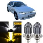 Hyundai Accent Yumurta Kasa 1995-2000 Uyumlu Mercekli Far Ampulü Led Xenon Çift Renk Sarı-Beyaz Far Şimşek Etkili Csp Led Lamba Uzun Kısa 2 Adet