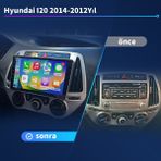 Hyundai I20 2014-2012YIL Android Sürüm 13 Kablosuz Carplay Navigasyon Multimedya 9 Inç Ekran 2gb Ram + 32GB Bellek Otomatik Klima Çerçeve ve Arka Görüş Kamerası ile