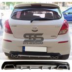 Hyundai i20 Difüzör Arka Tampon Eki 2 Egzoz Çıkışlı Gri Lüx Tip