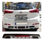 Hyundai i20 Difüzör Arka Tampon Eki 2 Egzoz Çıkışlı Gri Reflektörlü