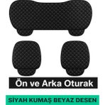 Hyundai I30 2007–2020 Uyumlu 3 Parça Kapitone Oturak Araba Koltuk Kumaş Siyah Beyaz - Kaymaz | Trobus - Siyah - Beyaz