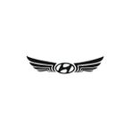 Hyundai İçin Uyumlu Aksesuar Kanatlı Logo Sticker Siyah 24 6 Cm