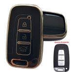 Hyundai Ix35 Santa Fe Sonata Elantra Uyumlu Smart Kumanda Kılıfı Oto Anahtarlık Siyah Gold