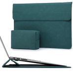 HYZUO 15 İnç Stand ile Dizüstü Bilgisayar Koruyucu Kılıf için 2024 2023 MacBook Air 15 M3 A3114 M2 A2941, MacBook Pro 15 2019-2016, 15" Surface Laptop 7/6/5/4/3, Küçük Kese ile, Koyu Yeşil