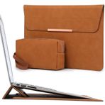 HYZUO 15 İnç Stand Özelliği ile Dizüstü Bilgisayar Koruyucu Kılıf için MacBook Air 15 M3 A3114 M2 A2941 2024 2023, MacBook Pro 15, 15 Surface Laptop 7-3, Taşıma Çantası ile, Kahverengi-Bar