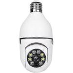 Hzl Akıllı Kablosuz IP Kamera Wifi 360 Derece Hareketli Gece Görüş Ses Kayıtllı Ampul Kamera Güvenlik Kamerası - Beyaz