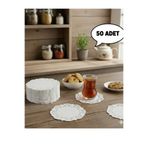 HZL HOME 50'li Dekoratif Kağıt Dantel Bardak Altlığı Sunum Seti