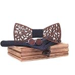 HZQIFEI Hölz papyon erkek, ahşap sinek seti, ahşap papyon, kol düğmesi, korse, kare şal, papyon seti, Style#10., 120mm*55mm*4.5mm