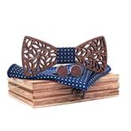 HZQIFEI Hölz papyon erkek, ahşap sinek seti, ahşap papyon, kol düğmesi, korse, kare şal, papyon seti, Style#8., 120mm*55mm*4.5mm