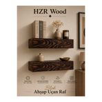 HZR Wood Ahşap Raf Doğal Ahşap Uçan Raf Dekoratif Duvar Raf Gizli Montaj Ahşap Raf Mutfak Rafı