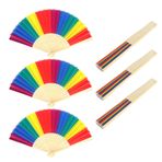 Hztyyier Yelpaze Gökkuşağı Renkleri Gökkuşağı Yelpaze Çerçevesi Renkli Gurur Yelpazesi Bambu Dekorasyon 6 Adet 21Cm Retro Stil Bambu Kemik Antika Stil Gökkuşağı Yelpazesi Boya Fırçaları