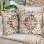 HZYKDWD 2 dekoratif yastık kılıfı seti, 45 x 45 cm, Boho, etnik tarz, vintage, dekoratif yastık kılıfları, 45 x 45 cm, çift taraflı, baskılı, ev, kanepe, oturma odası, yatak odası için