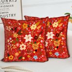 HZYKDWD 2 yastık kılıflı set, 40 x 40 cm, Boho, çiçek, vintage, dekoratif yastık kılıfları, 40 x 40 cm, çift taraflı, baskılı, ev, kanepe, oturma odası, yatak odası için, kırmızı