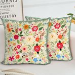 HZYKDWD 2 yastık kılıflı set, 40 x 40 cm, Boho, çiçek, vintage, dekoratif yastık kılıfları, 40 x 40 cm, çift taraflı, baskılı, ev, kanepe, oturma odası, yatak odası için, yeşil