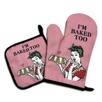 I am Baked Too, Komik Fırın Eldiveni ve Tencere Tutacağı 2'li Setler, Silikon Kaymaz Fırın Eldiveni, Kadınlar için Mutfak Hediyesi, Fırında Sevgilisi Hediyesi, Yeni Eve Taşınma Hediyeleri