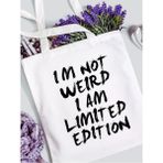 I Am Limited Edition Motto Tasarım Tote Bag Bez Çanta, Kol Omuz Çantası Kalın Kanvas - 10D-Krem