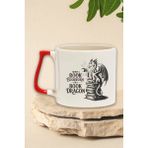 I Am Not A Bookworm I Am A Book Dragon Yazılı Kitap Sever Hediyelik Kırmızı Kulplu Kupa Bardak