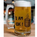 I Am Ok! Tasarımlı Arjantin Bira Bardağı Kulplu Bardak