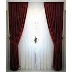 İ.D İpek Dokuma Bordo Pileli Kadifemsi Fon Perde Yüksek Kalite Tek Kanat - 120 x 260 cm