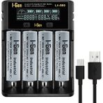 I-Gen Batteries G428 4'lü 18650 Li-Ion Akıllı Pil Şarj Aleti + 4 Adet 18650 2000 mAh 3c 3.7v 7.4 Wh Li-Ion Pil Seti