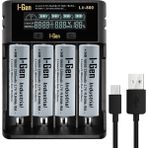 I-Gen Batteries G433 4'lü 18650 Li-Ion Akıllı Pil Şarj Aleti + 4 Adet 18650 3200MAH 10A 3.7V 11.84 Wh Li-Ion Pil Seti