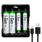 I-Gen G479 4'Lü Pil Şarj Aleti + 2 Adet Aa 2700 Mah + 2 Adet Aaa 900 Mah Şarjlı Kalem Pilli Set 1.2V Ni-Mh
