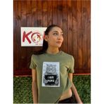 I Hate People Cat / Kadın Haki Renk T-Shirt - XL