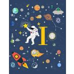I: Lettera I Iniziale Nome Quaderno a righe Spazio astronauta Composizione per Ragazzi Bambini Compleanno-per Scrivere Scuola-100 Flogli