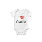 I Love Auntie Bebek Body, Beyaz Pamuk Zıbın, Teyze Hala Temalı, Yenidoğan Kıyafeti (0-3 AY)