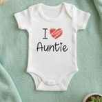 I Love Auntie Bebek Body, Beyaz Pamuk Zıbın, Teyze Hala Temalı, Yenidoğan Kıyafeti (YENİ DOĞAN)