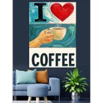 I Love Coffee Yazısı Dekoratif Kanvas - Mdf Ahşap Tablo