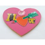 I Love Dekor Plaka Pembe (16X14,5Cm) Vantuzlu Kalp Dekor Levha Pembe Plaka