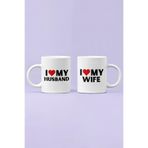 I Love My Husband Wife Baskılı Karı Koca İkili Sevgililer Günü Yıldönümü Hediye Kupa Bardak, QB2M009