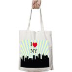 I Love Ny Kalp Iki Tarafı Kalıcı Baskılı Yıkanabilir Okul Plaj Omuz Bez Çantası