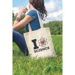 I Love Science Bilim Öğrenci Hediyelik Baskılı %100 Pamuklu Ham Bez Bej Çanta