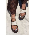 I Love Shoes Sarven Acı Kahve Mat Deri Kadın Parmak Arası Terlik