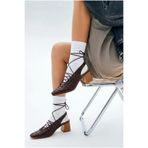 I Love Shoes Yorella Acı Kahve Mat Deri Örgü Desen Kadın Topuklu Ayakkabı
