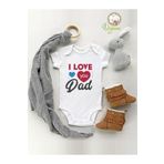 I Love You Dad Baskılı Organik Kısa Kol Çıtçıtlı Bebek Body, 6 Ay