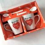I Love You Temalı Espresso Fincanı 2'Li Set Kaşıklı